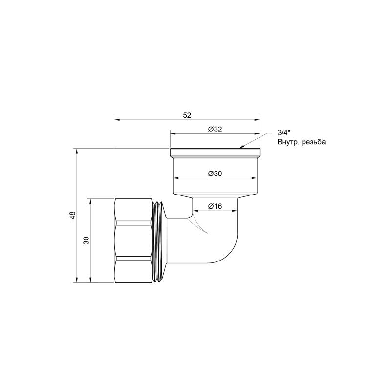 Кут обтискний SD Plus 20х3/4" ВР (SD156W2020)