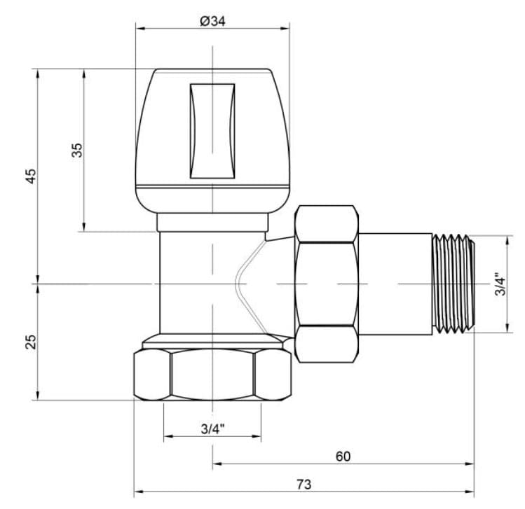 Кран радиаторный Icma №803 3/4" угловой (82803AE06)