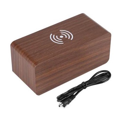 Дерев'яний світлодіодний годинник UFT Wood Wireless clock з бездротовою зарядкою (UFTWWclock)