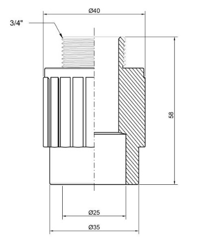 Муфта Thermo Alliance PPR 25х3/4" НР (DSB3045)