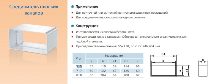 З'єднувач каналів Vents 55x110мм (515)