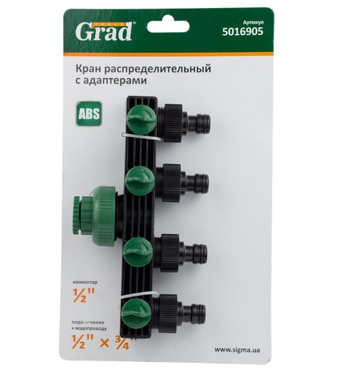 Кран розподільний Grad с адаптерами 1/2" 4 виходи РВ 1/2"x3/4" (5016905)