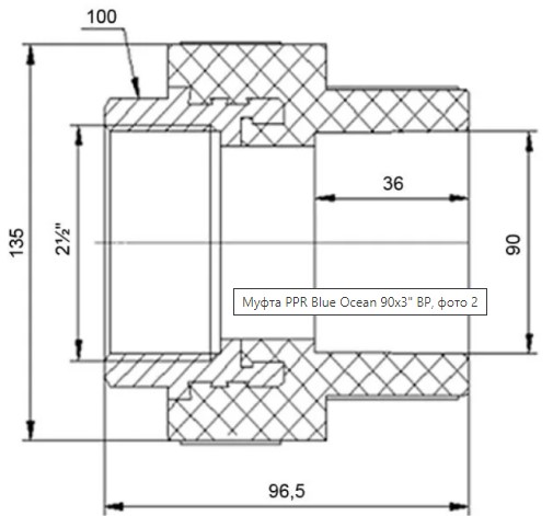 Муфта Blue Ocean PPR 90х3" ВР (BOHTIA9008XXX)