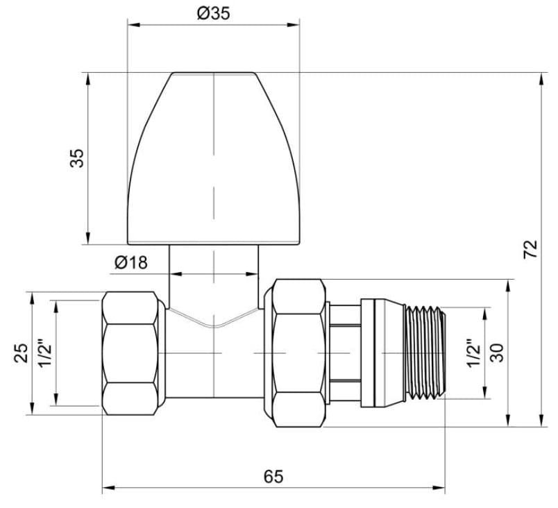 Кран радиаторный SD Plus 1/2" ВН с антипротечкой прямой (SD226W15)