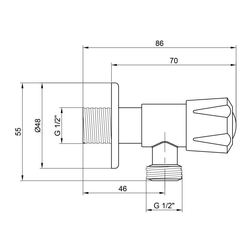 Кран приладовий Lidz буксовий 1/2"х1/2" кутовий (LDWEN112NKS34930)