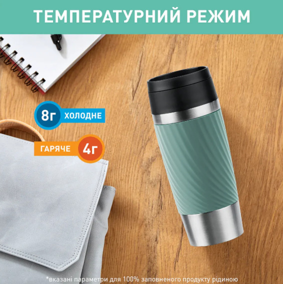 Термочашка Tefal Travel Mug Classic Twist 360мл зелений (N2024310)