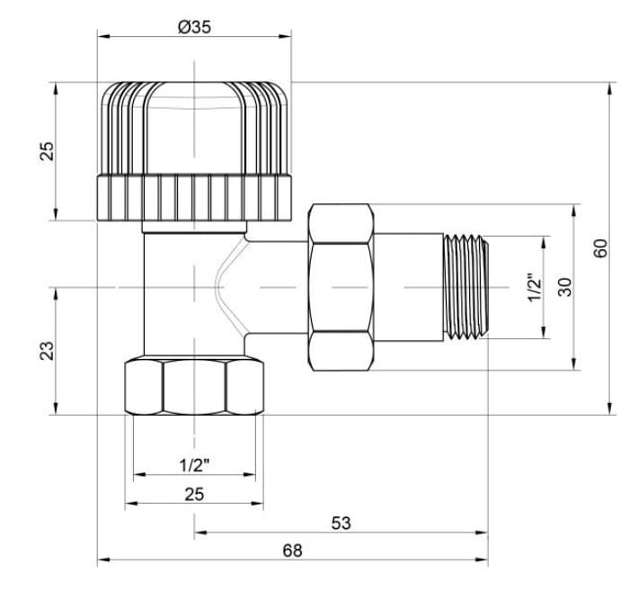 Кран радіаторний Icma №774 1/2" 28х1,5 кутовий (82774AD06)