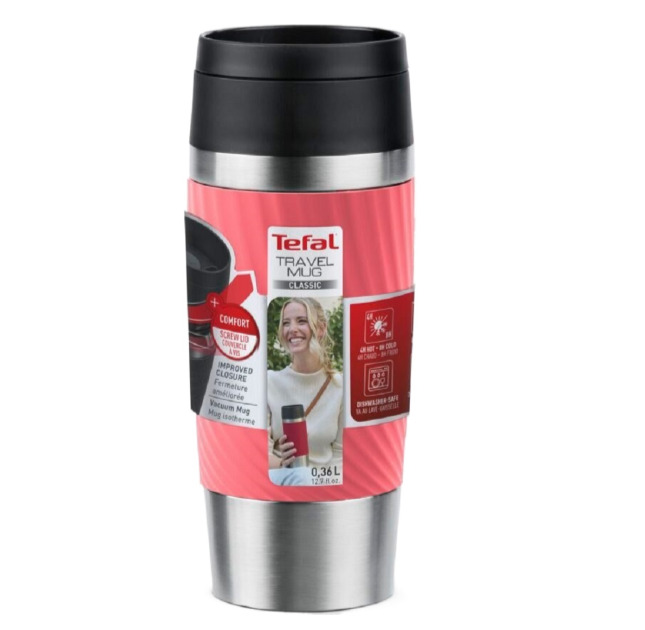 Термочашка Tefal Travel Mug Classic Twist 360мл кораловий (N2024410)