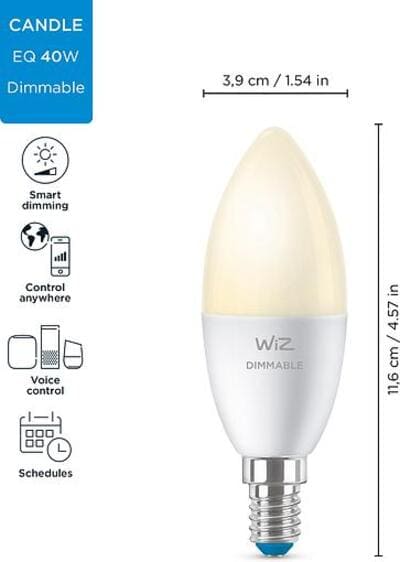  WiZ Smart E14 4,9W 40W 470Lm C37 2700K Wi-Fi (929002448502)