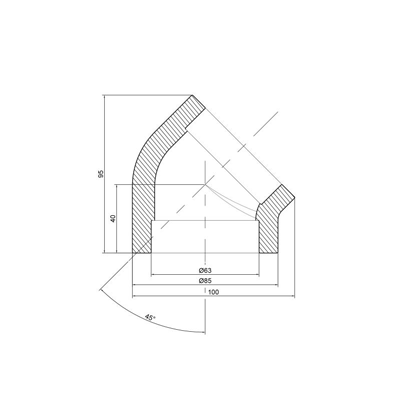 Кутник Alfa Plast PPR 63мм 45° (APEL4563XXX)