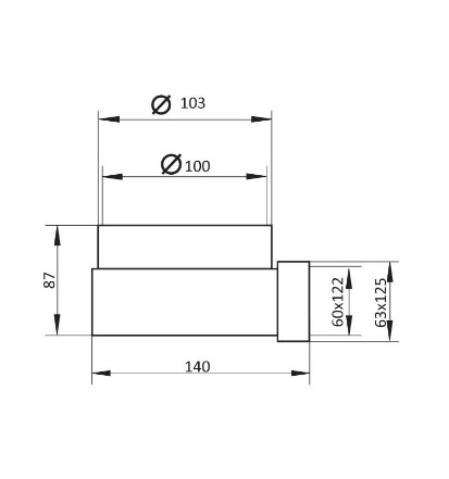 Коліно Vents 60x120x100мм (721)