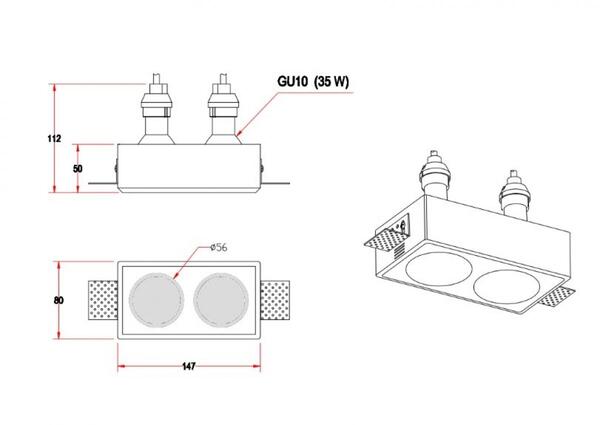     kloodi gu10 kd-gips sq80x147 h50 ip20