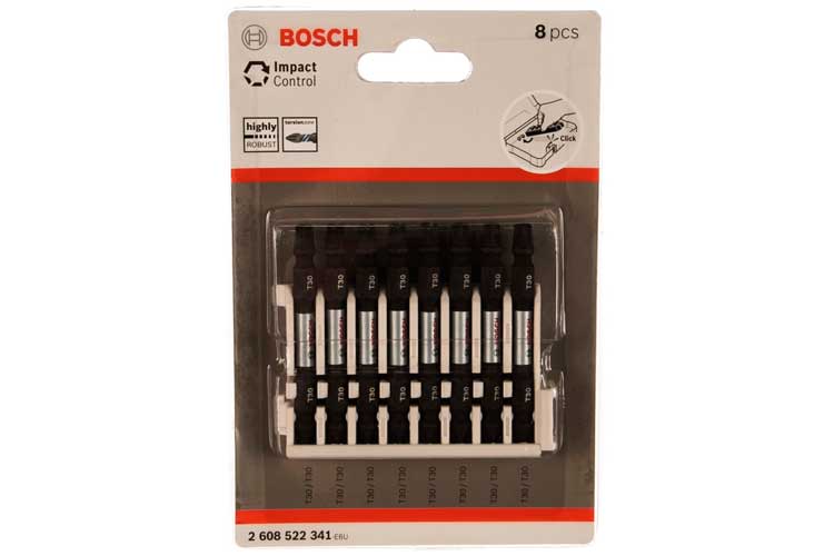 Набір біт ударних двосторонніх Bosch Impact Control 65мм T30/T30 8шт (2608522341)