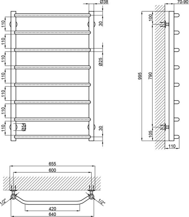   Lidz Trapezium D38/25 600x1000 (LTRPZD3825601008WAT)