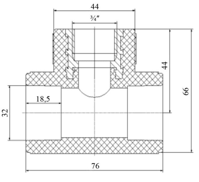 Тройник Blue Ocean PPR 32х3/4"х32 ВР (BOITTX3202XXX)