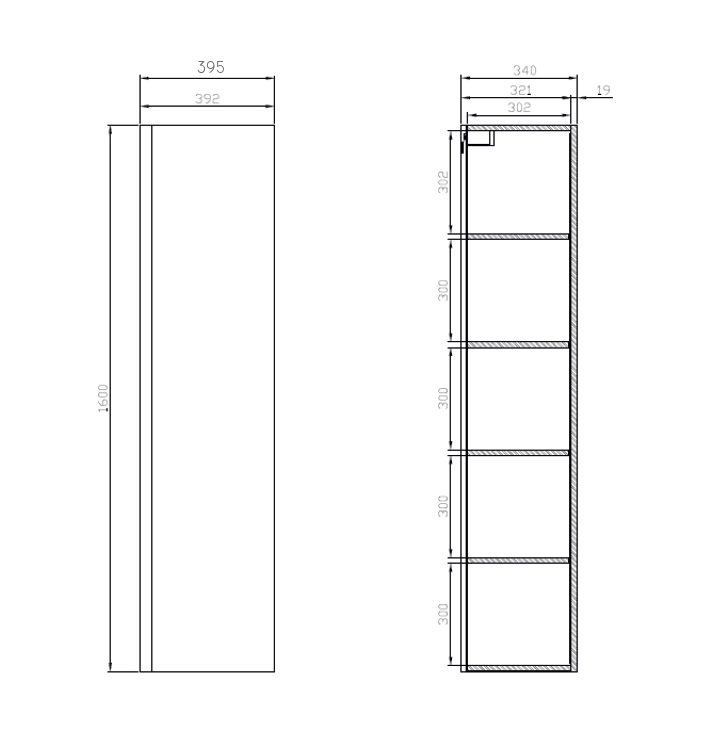 Пенал Cersanit Moduo 39,5x34x160см білий (S929-020)