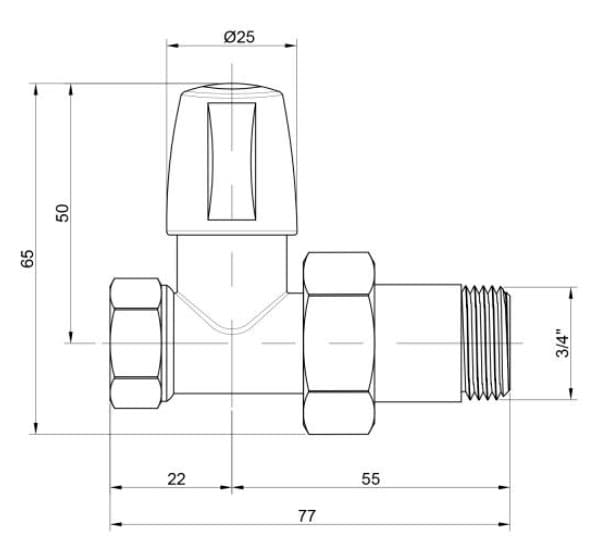 Кран радиаторный Icma №815 3/4" прямой без ручки (82815AE06)