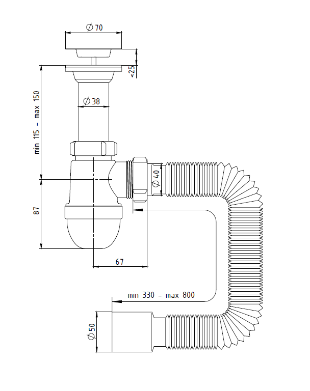 Сифон Santehplast Тюльпан 40x50мм (LN02.01)