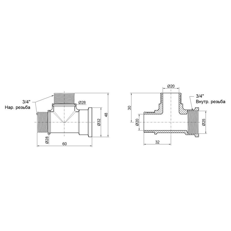 Тройник SD Plus 3/4" ВНН SD41420 (SD41420)