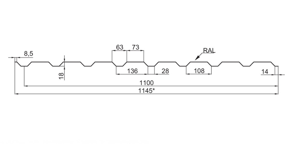    20  0,45 PE RAL 7024