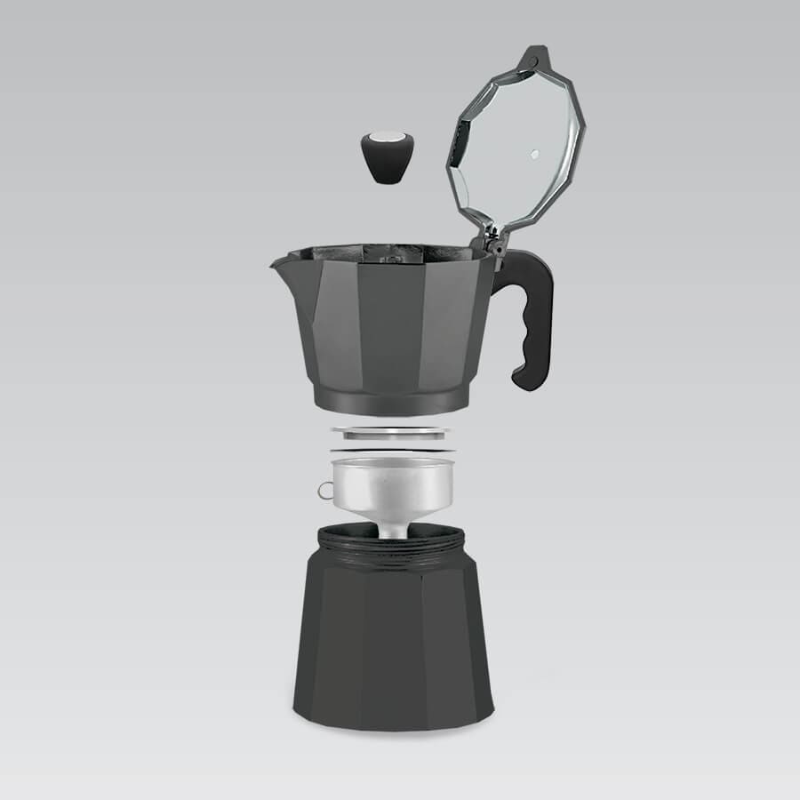 Фото кофеварка гейзерная maestro espresso moka 300мл на 6 чашек (mr-1666-6-black)