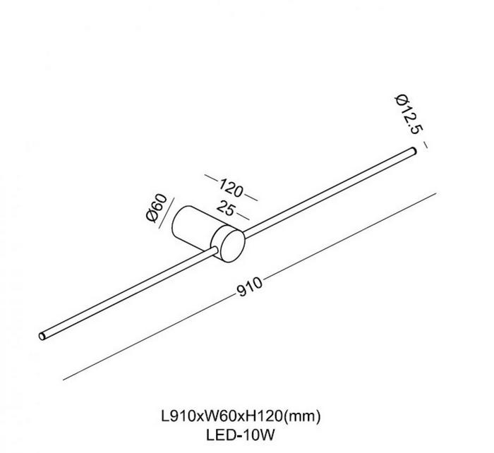 Бра KLOODI WALL LIGHT WA-GALA R910 3K BK/GD 10W IP20