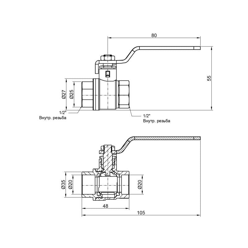 Кран шаровой SD Plus 1/2" ВР (SD600W15)