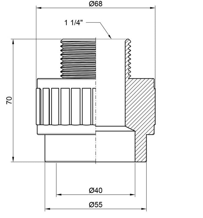 Муфта Alfa Plast PPR 40х1" 1/4 НР (APMTCX40114)