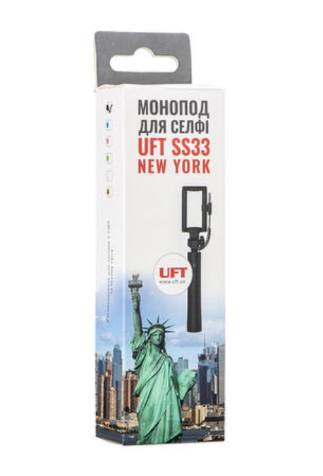 Фото монопод для селфи cо шнуром uft ss33 new-york selfie stick black (uftss33)