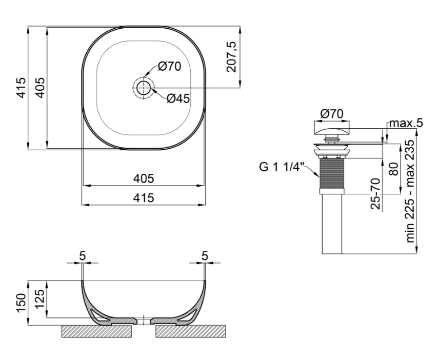 - Qtap Kolibri    41x41x15 (QT10112144MBMB)