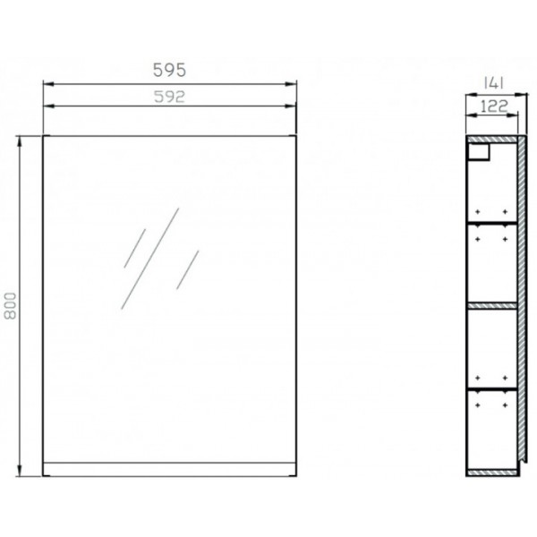 Шкаф зеркальный Cersanit Moduo 59,5x14,4x80см белый (S929-018)