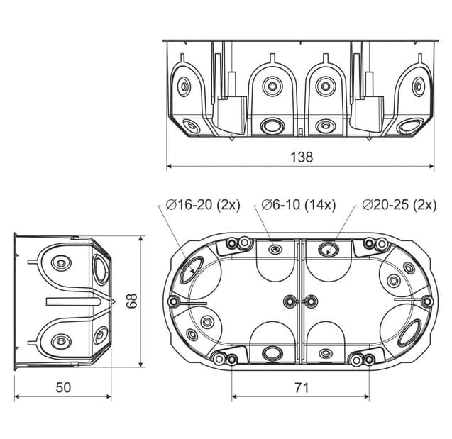 Коробка установча Kopos 68x50x138мм IP20 (8595568926968)