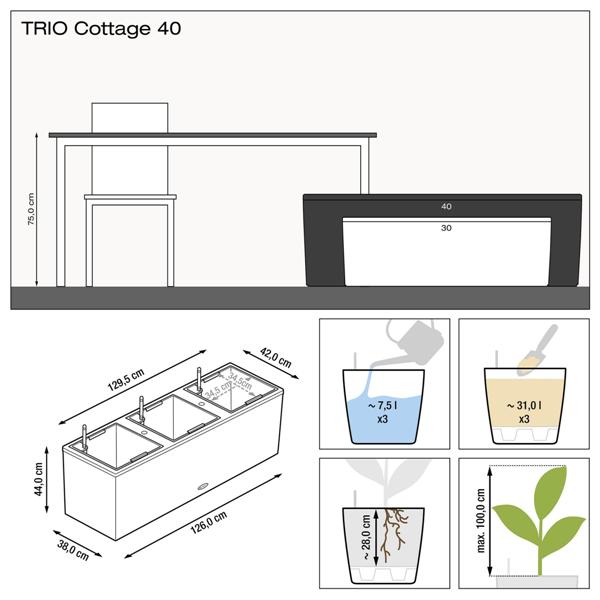 Розумний вазон Lechuza TRIO Cottage 40 пісочно-коричневий 31x3л (15026)