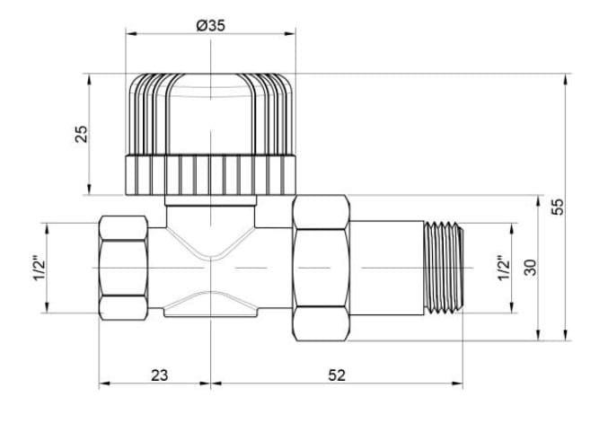 Кран радіаторний Icma №775 1/2" 28х1,5 прямий (82775AD06)