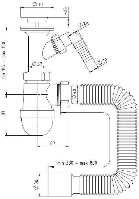 Сифон Santehplast Тюльпан 40x50мм (LN03.01)