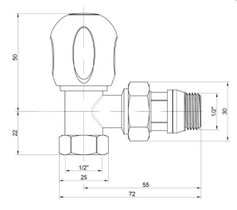 Кран радиаторный Icma №844 1/2" с антипротечкой угловой (82844AD06)