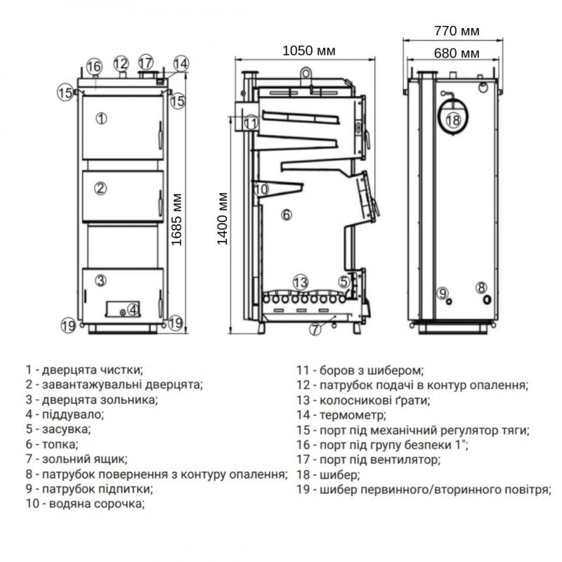 Котел твердотопливный Thermo Alliance Vulcan Plus стальной (35798VPSFW50V30)