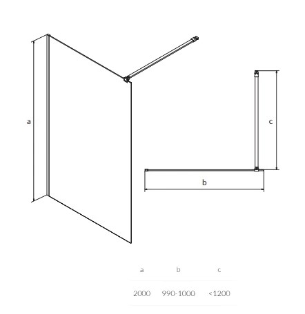 Душова кабіна Cersanit Walk-in Mille 100x200см (S161-003)