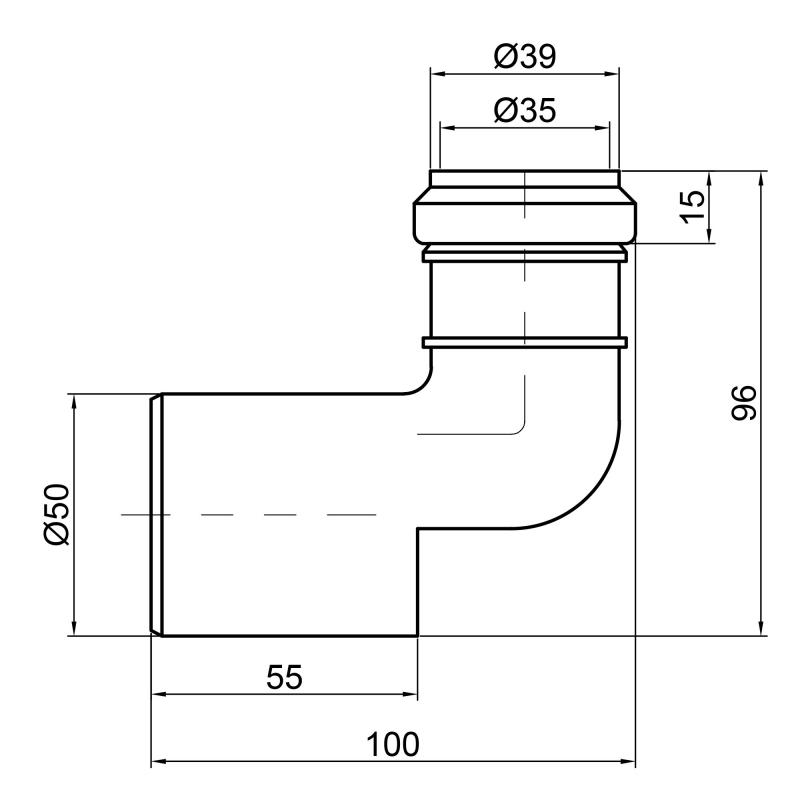 Редукція внутрішньої каналізації TA Sewage 50х32мм кутова (TASRYPP905032)