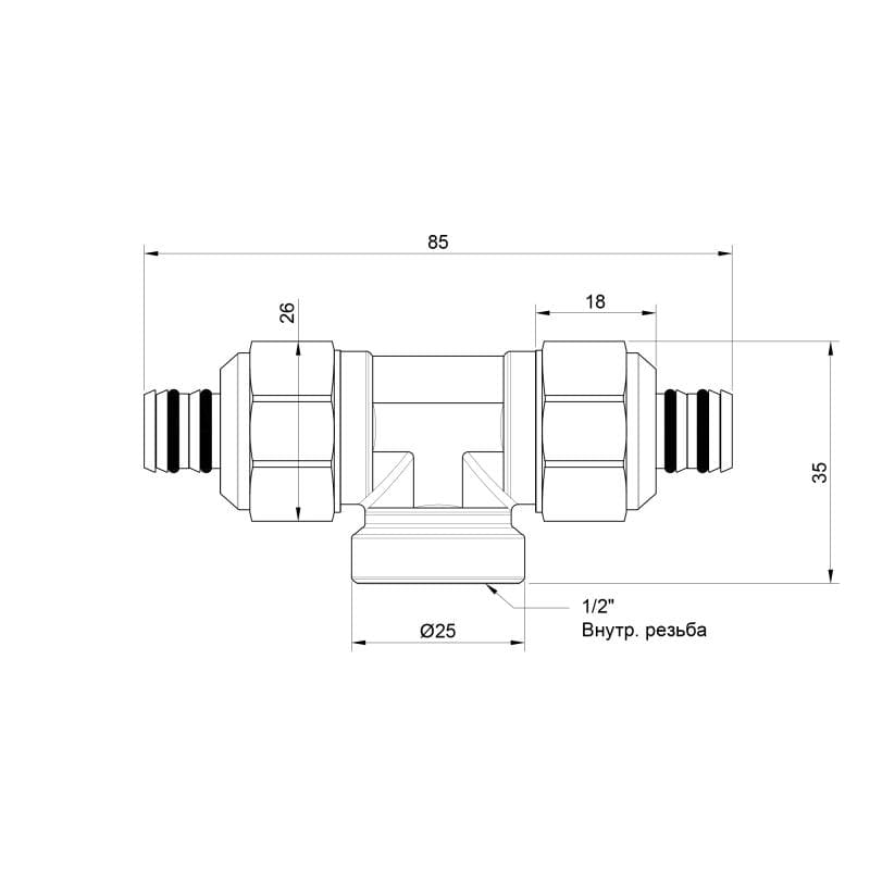 Трійник обтискний Icma №538 16х1/2"х16 ВР (81538ADGH06)