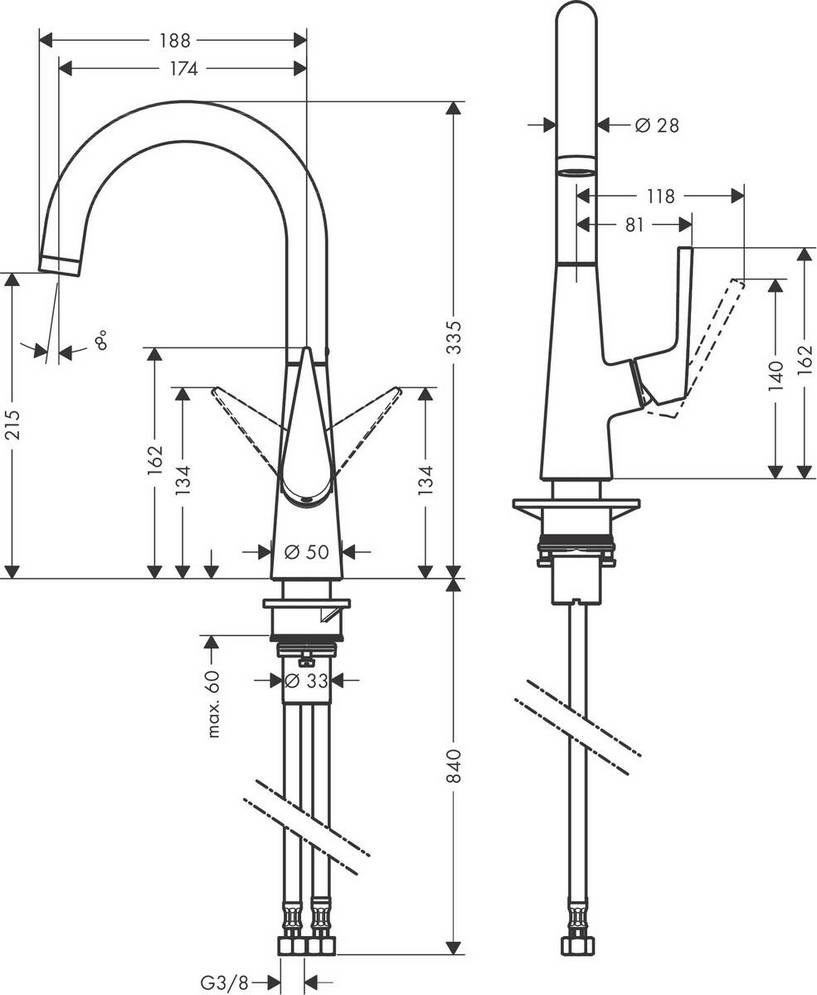 Смеситель для кухни Hansgrohe Talis S (72814000)