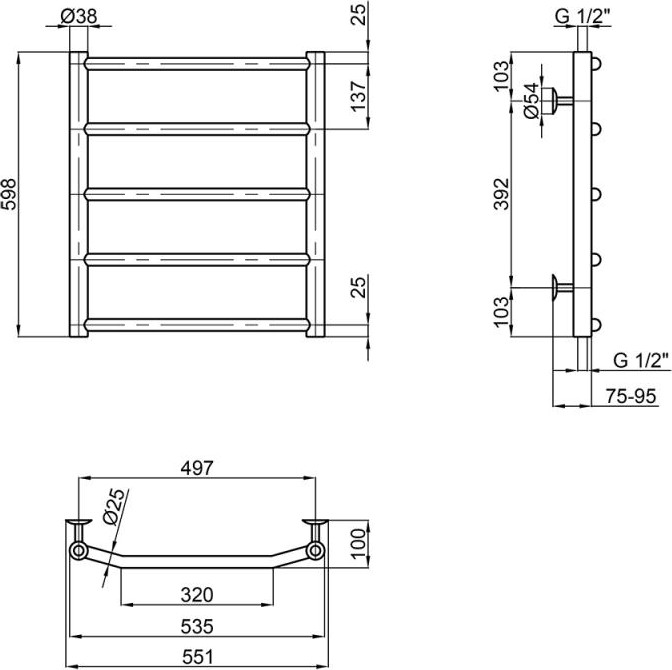   Lidz Trapezium D38/25 500x600 (LTRPZD382550605WAT)