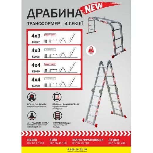 Лестница-трансформер Квитка Heavy Duty 4x3 3,7м (110-9603)