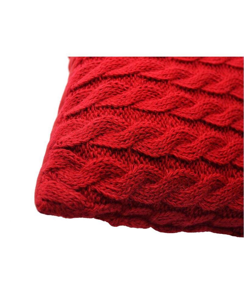 Фото подушка декоративная прованс коса вязаная красная 33х33см (027419)