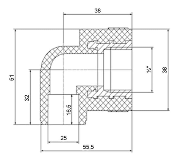 Уголок Blue Ocean PPR 25х1/2" 90° ВР (BOIT902501XXX)