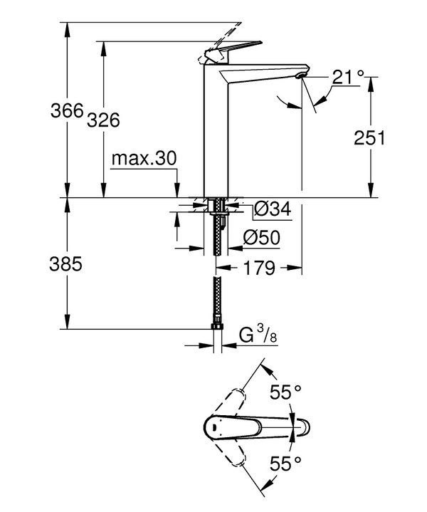 Смеситель для умывальника Grohe Eurodisc Cosmopolitan XL (23432000)