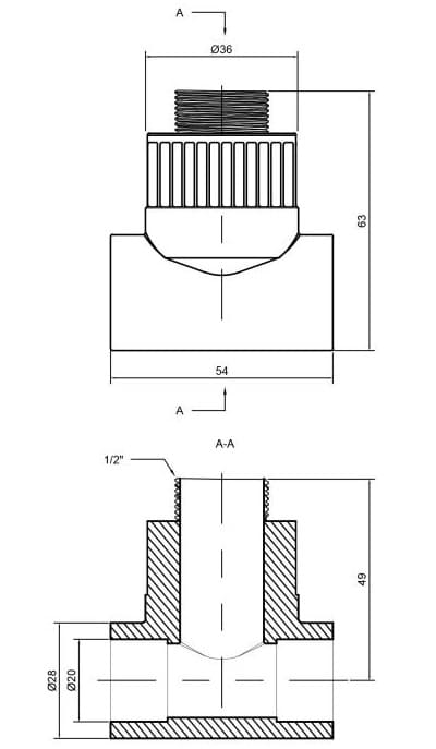 Тройник PPR Alfa Plast 20х1/2" НР (APMTTE2012X)