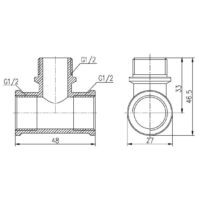 Тройник SD Forte 1/2" ВНВ (SF36415)