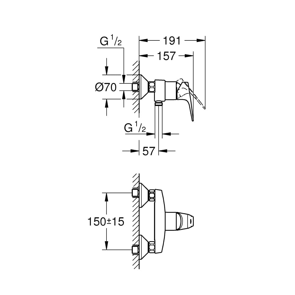 Змішувач для душу Grohe Bau Flow (23755000)