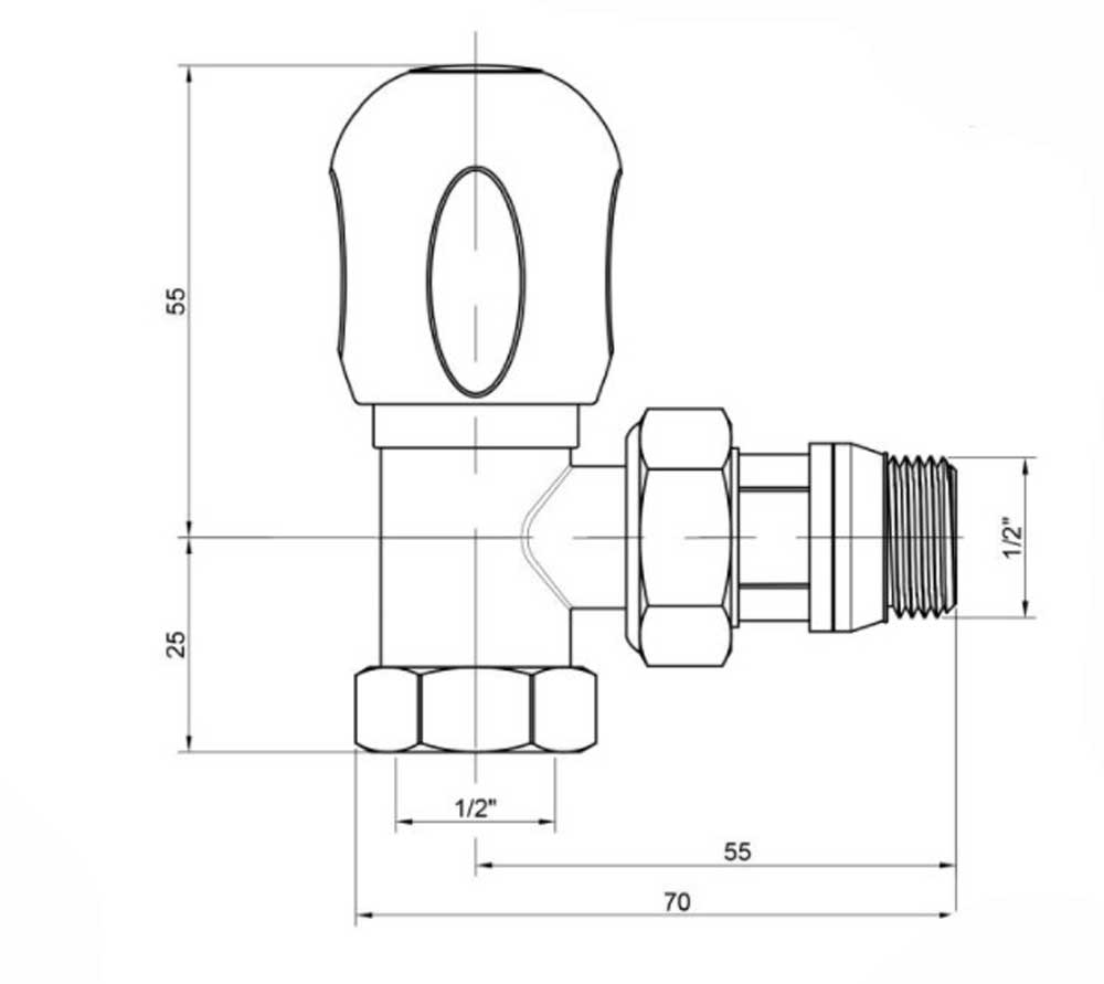 Кран радіаторний Icma №1124 1/2" з антипротечкой кутовий (821124AD13)